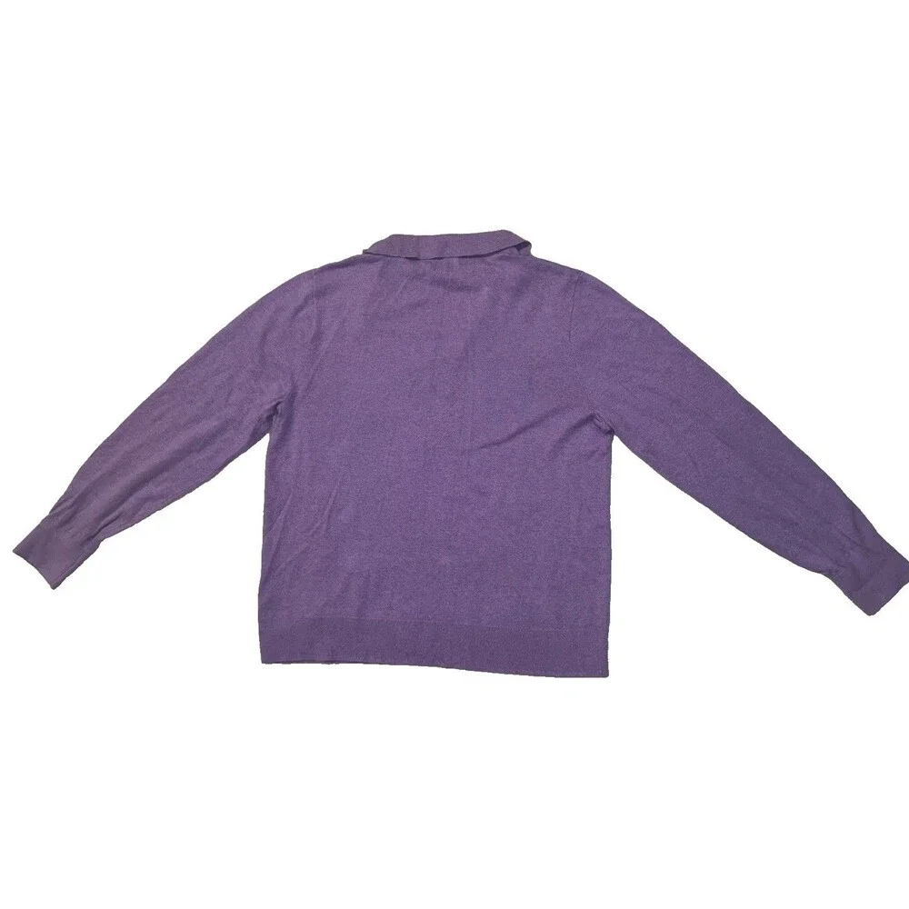 NWT J Crew Collared Cotton Long-Sleeve Sweater Purple Size Large